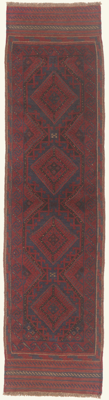2 x 8 - Navy Blue Antique Afghani Baluch Rug - 79754