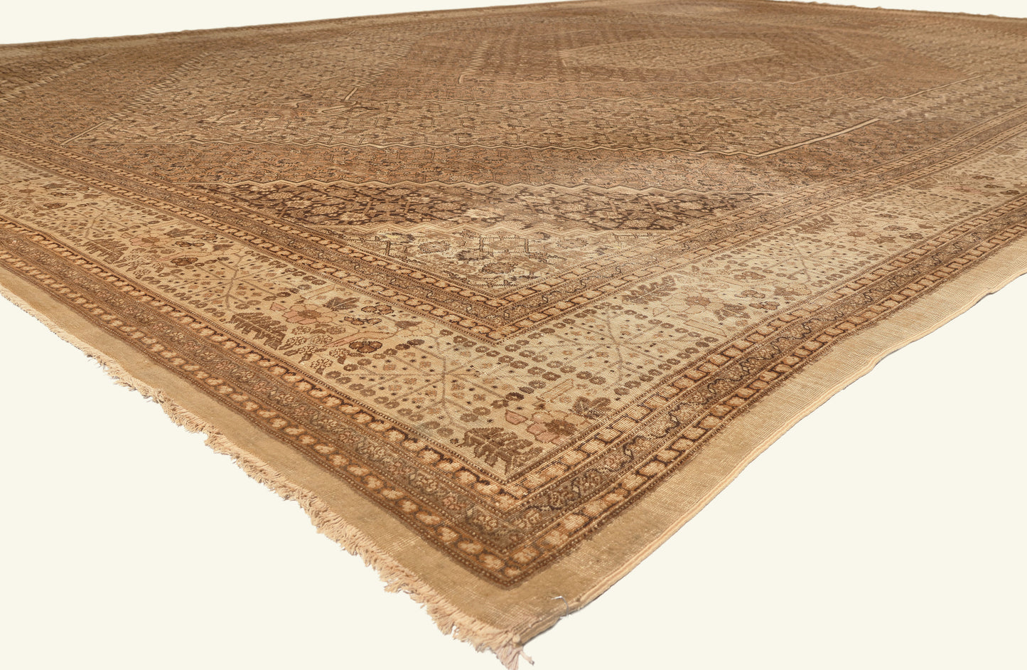 15 x 22 - Beige Antique Persian Tabriz Rug - 79757