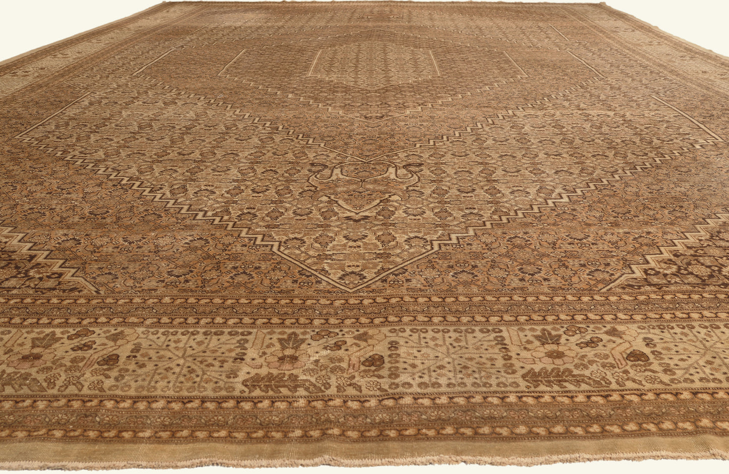 15 x 22 - Beige Antique Persian Tabriz Rug - 79757