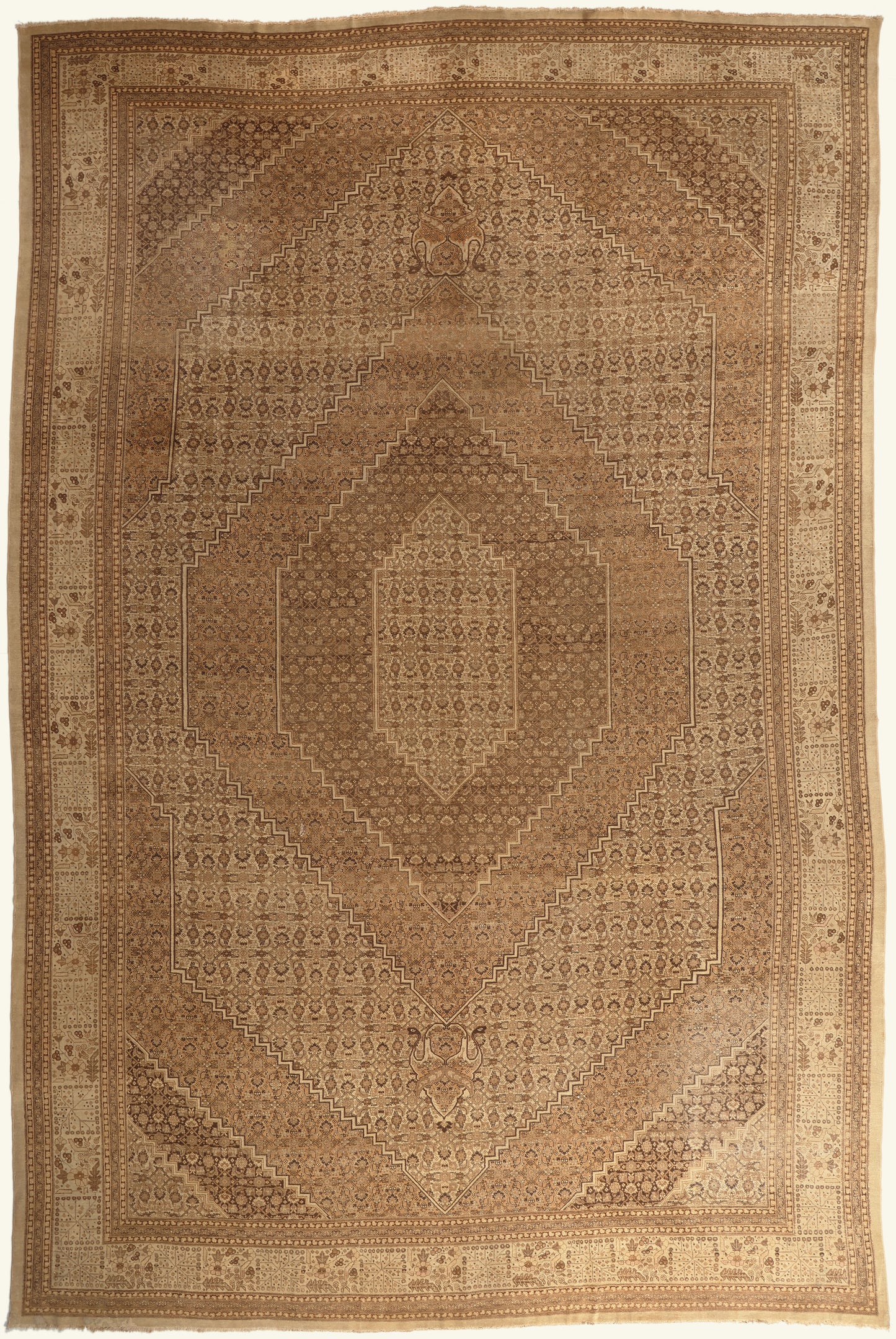 15 x 22 - Beige Antique Persian Tabriz Rug - 79757