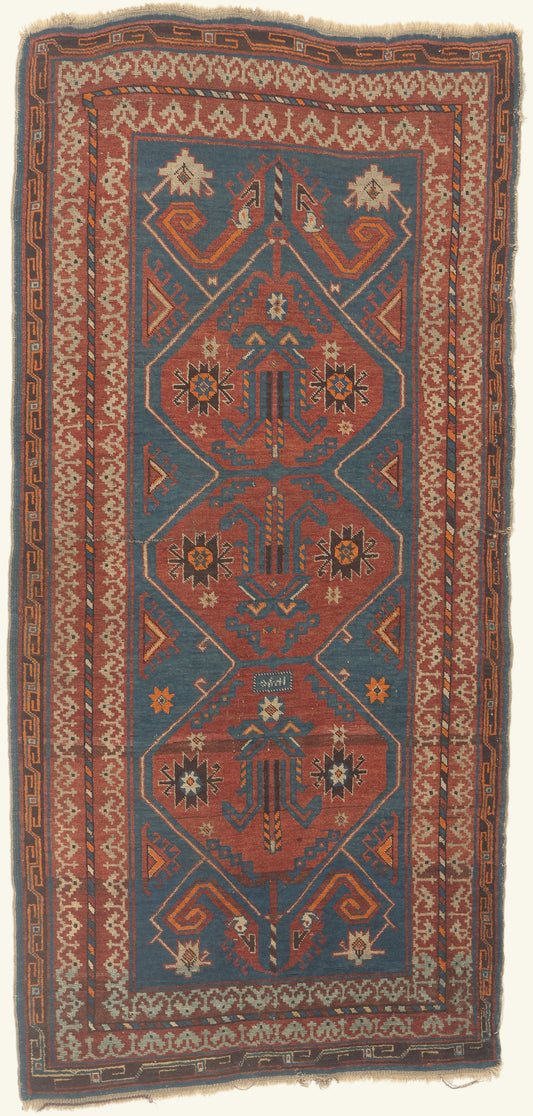 4 x 6 - Blue Antique Caucasian Kazak Rug - 79759