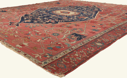 9 x 10 - Red Antique Persian Serapi Rug - 79760