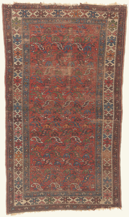 4 x 7 - Red Antique Persian Kurd Rug - 79761