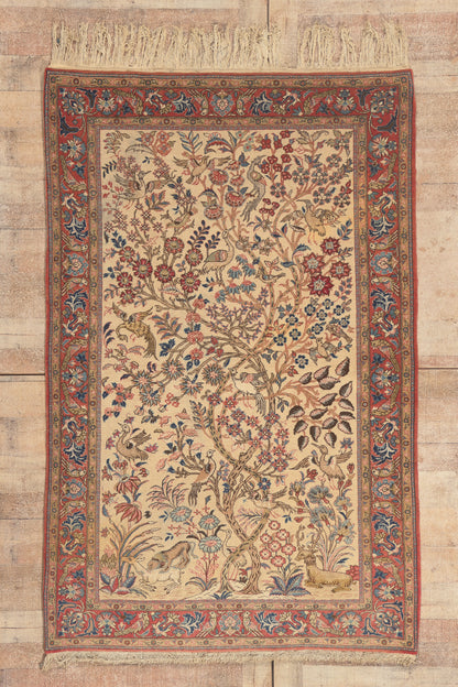 5 x 7 - Ivory Vintage Persian Qum Rug - 79762