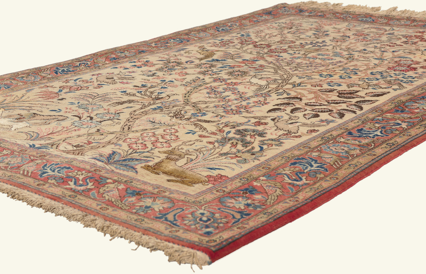 5 x 7 - Ivory Vintage Persian Qum Rug - 79762