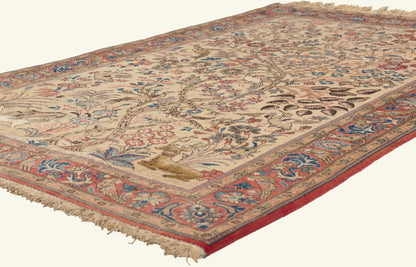 5 x 7 - Ivory Vintage Persian Qum Rug - 79762