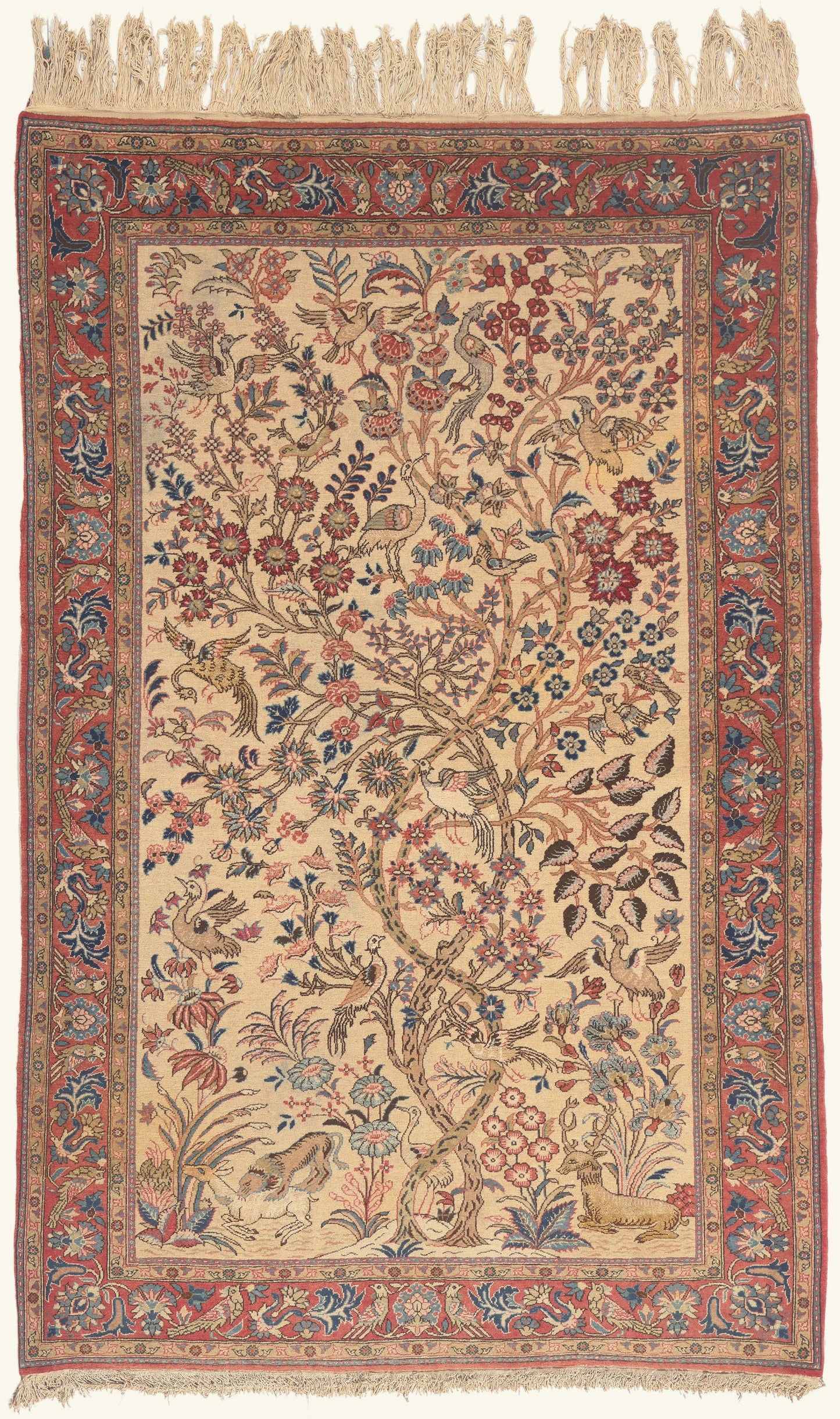 5 x 7 - Ivory Vintage Persian Qum Rug - 79762