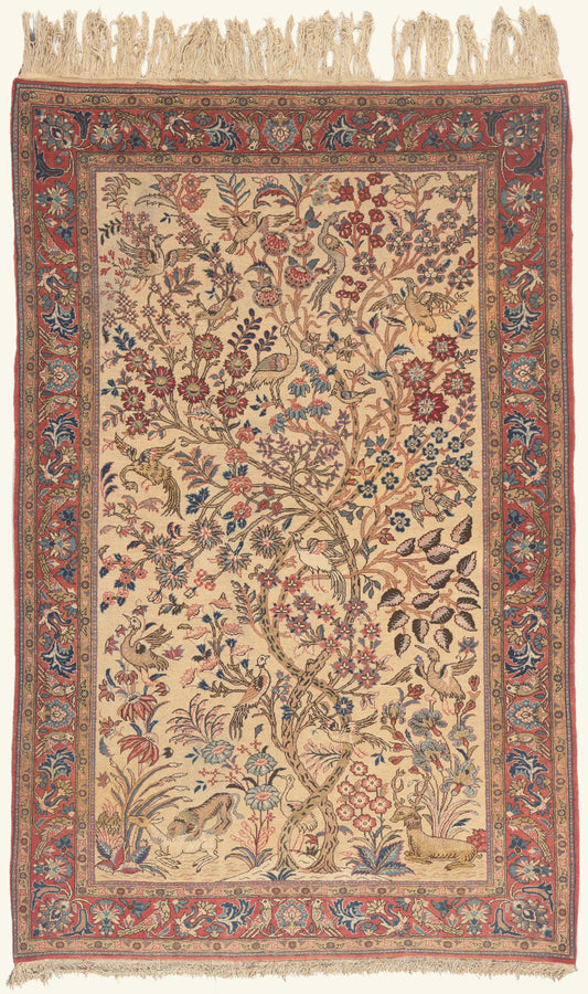 5 x 7 - Ivory Vintage Persian Qum Rug - 79762