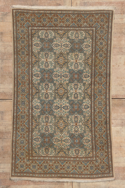4 x 7 - Beige Vintage Persian Kashan Rug - 79763