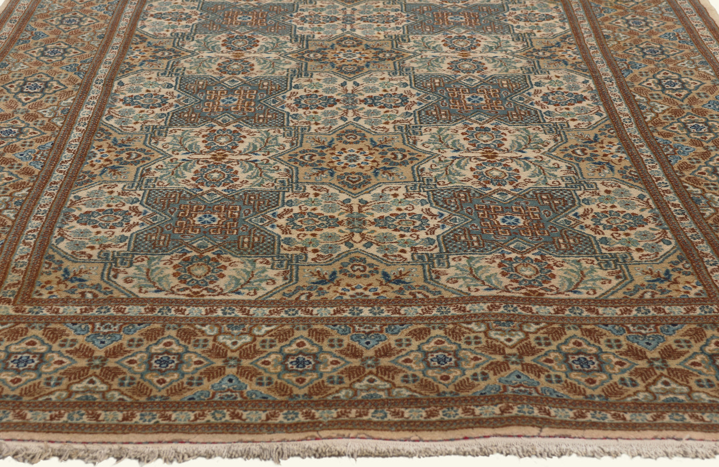4 x 7 - Beige Vintage Persian Kashan Rug - 79763