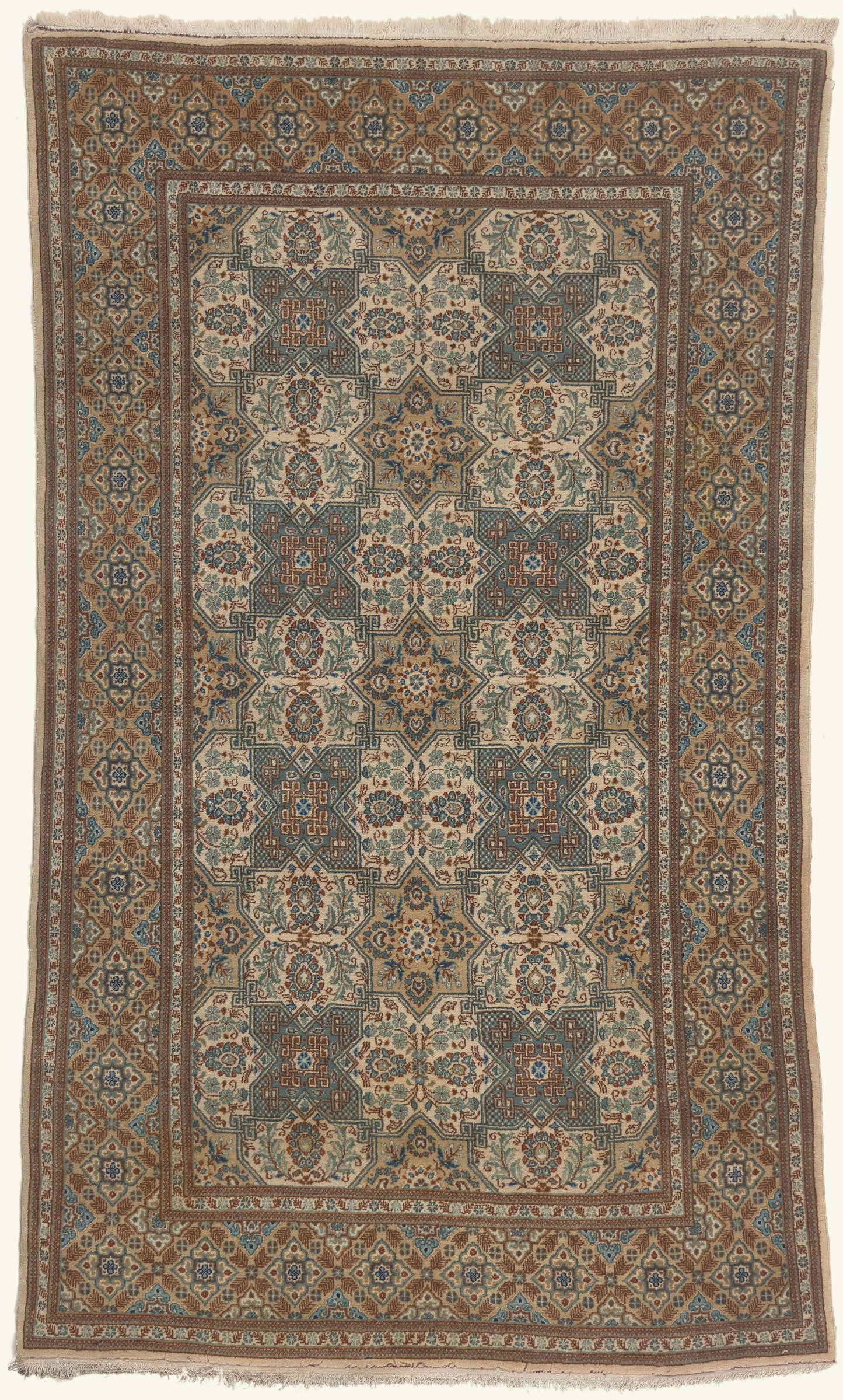 4 x 7 - Beige Vintage Persian Kashan Rug - 79763