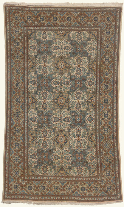 4 x 7 - Beige Vintage Persian Kashan Rug - 79763