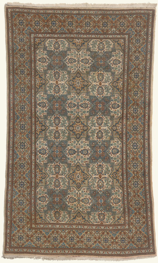 4 x 7 - Beige Vintage Persian Kashan Rug - 79763