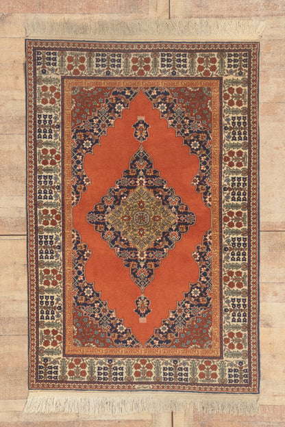 4 x 6 - Orange Vintage Romanian Tabriz Rug - 79764