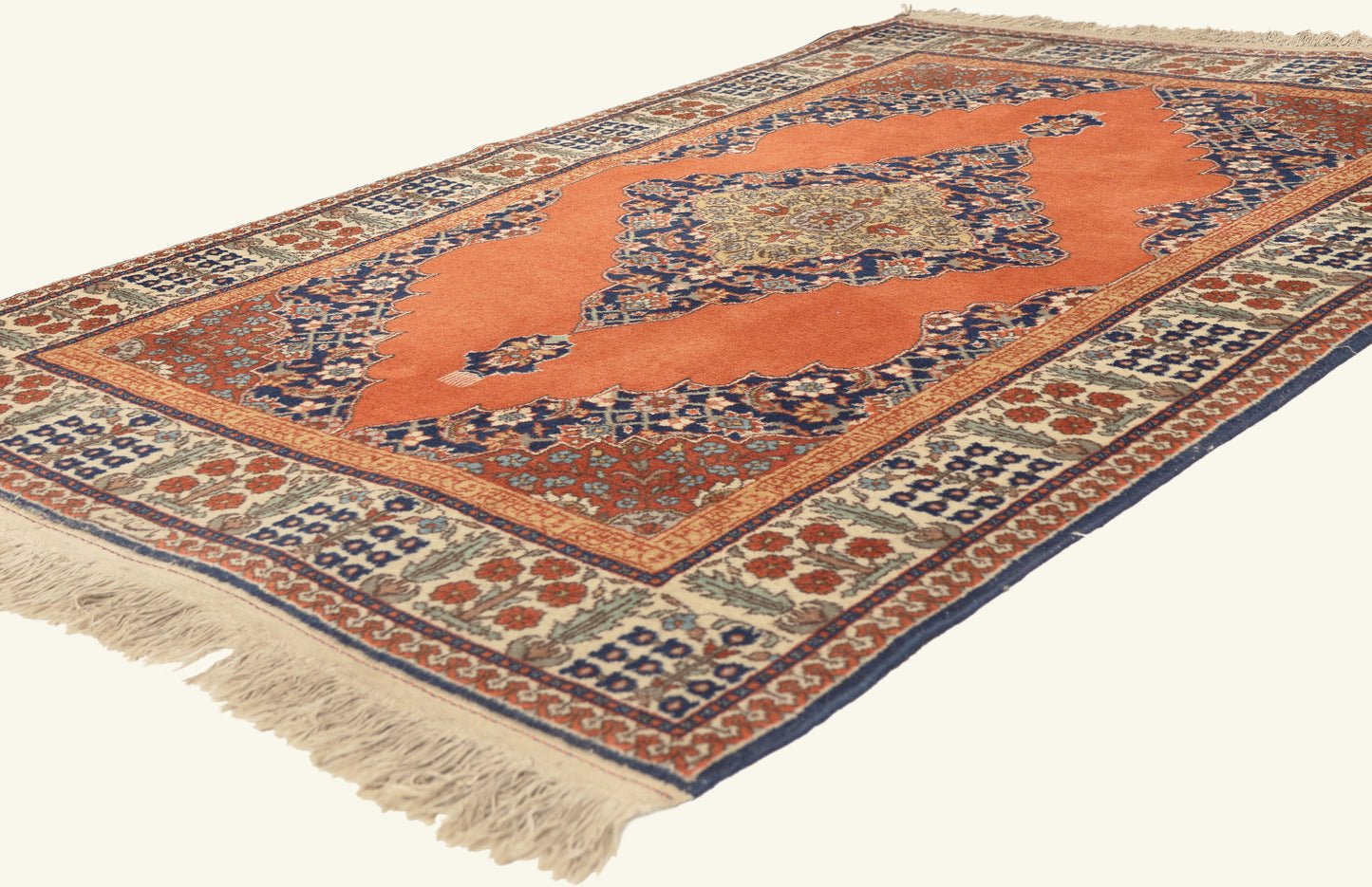 4 x 6 - Orange Vintage Romanian Tabriz Rug - 79764