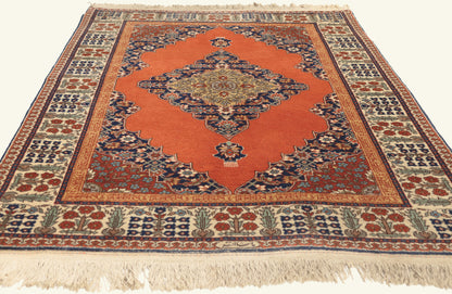 4 x 6 - Orange Vintage Romanian Tabriz Rug - 79764