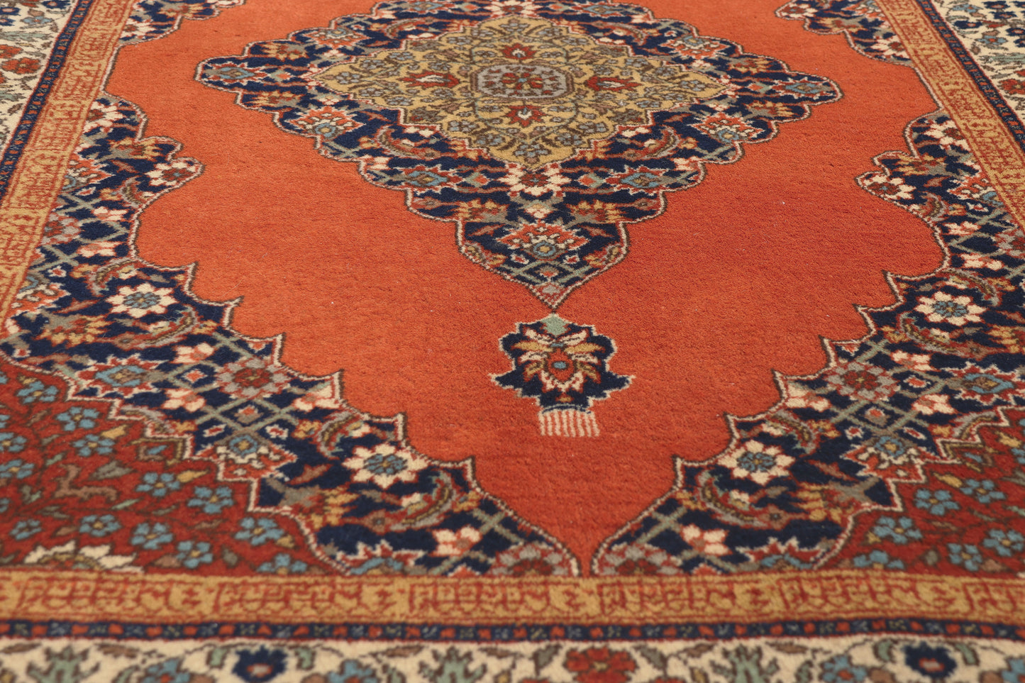 4 x 6 - Orange Vintage Romanian Tabriz Rug - 79764