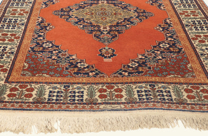 4 x 6 - Orange Vintage Romanian Tabriz Rug - 79764