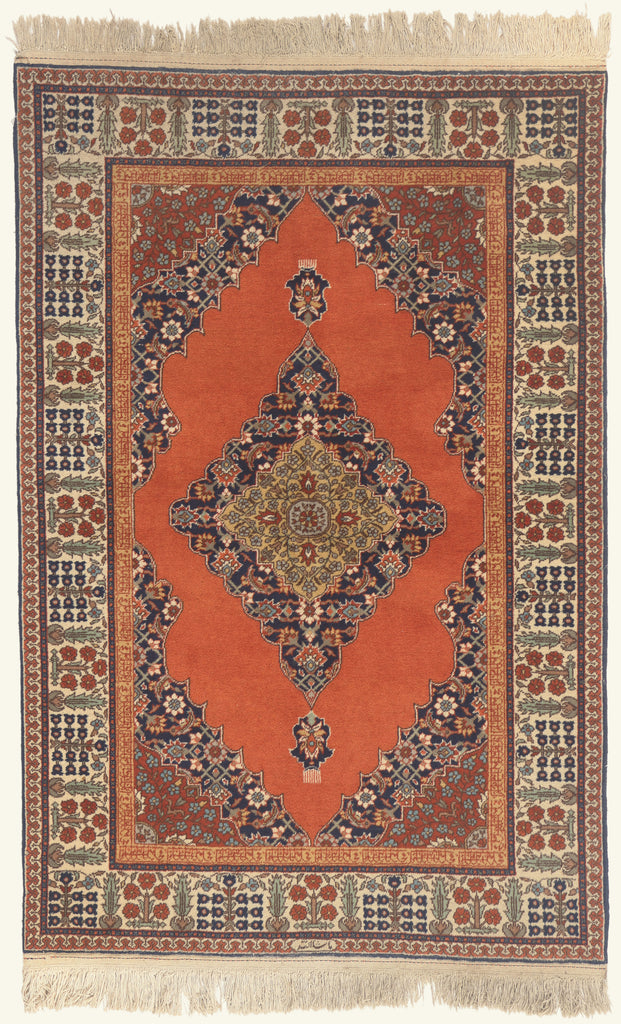4 x 6 - Orange Vintage Romanian Tabriz Rug - 79764