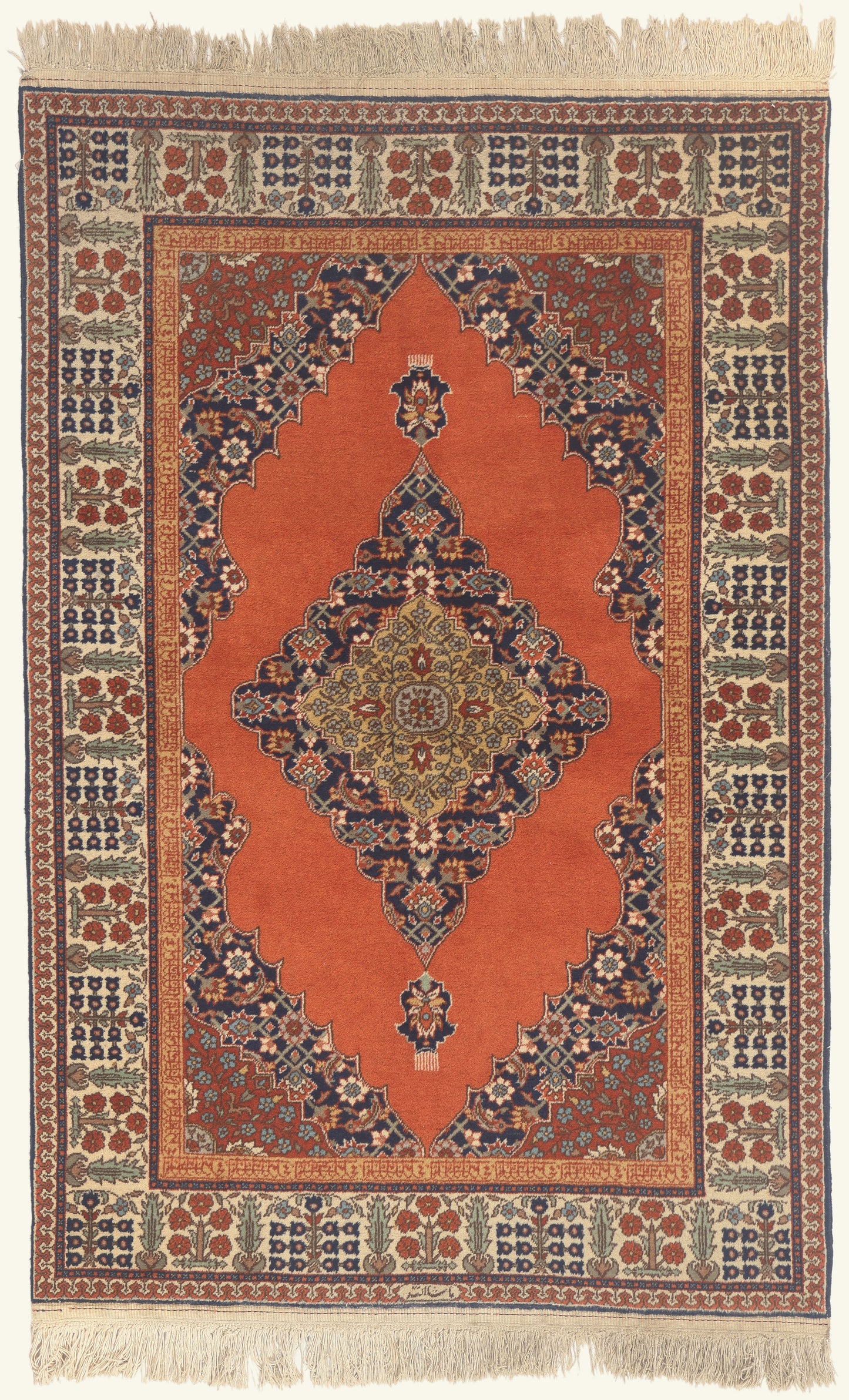 4 x 6 - Orange Vintage Romanian Tabriz Rug - 79764