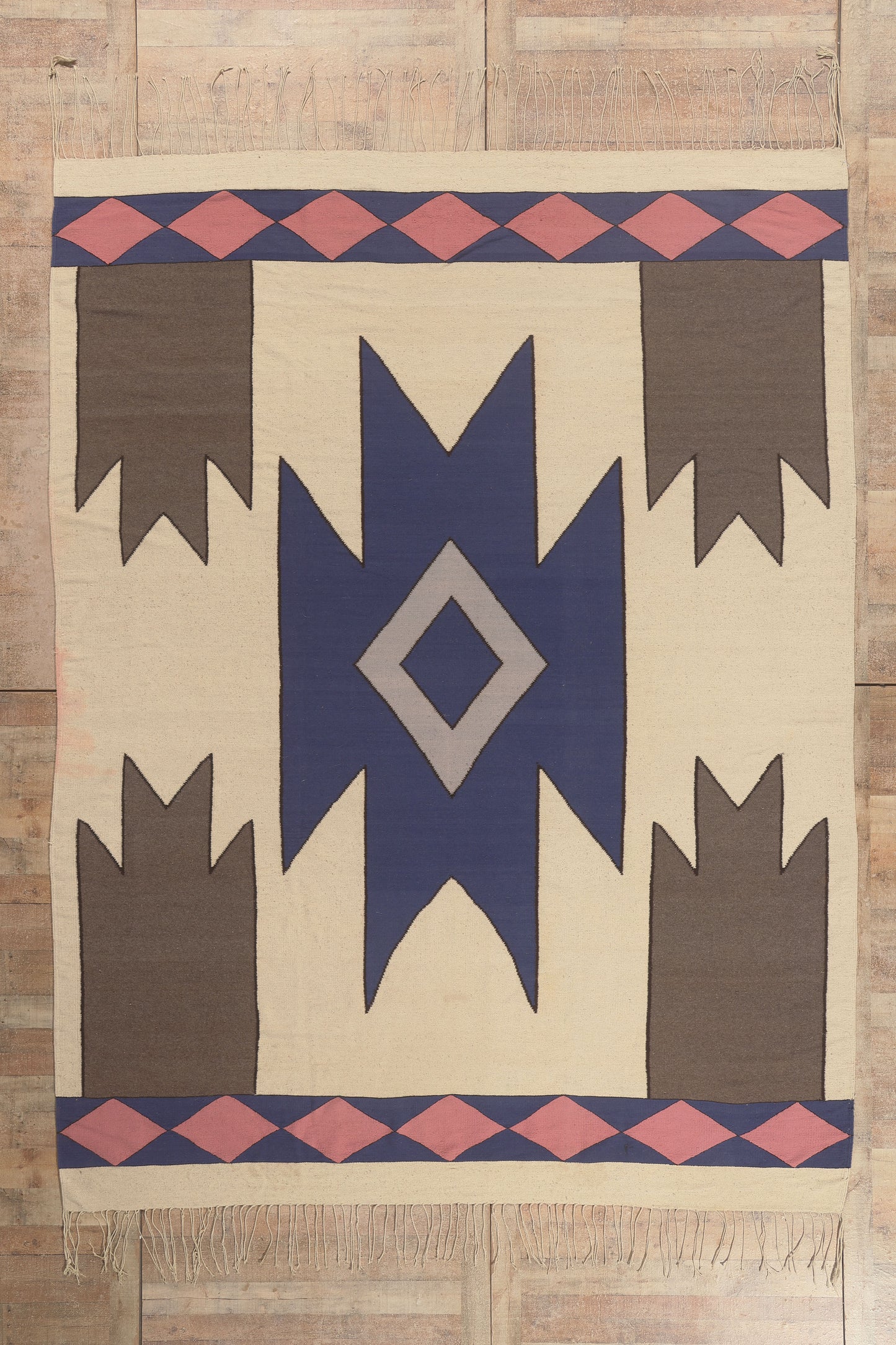 9 x 12 - Ivory Vintage Indian Dhurrie Rug - 79765