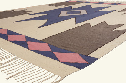 9 x 12 - Ivory Vintage Indian Dhurrie Rug - 79765