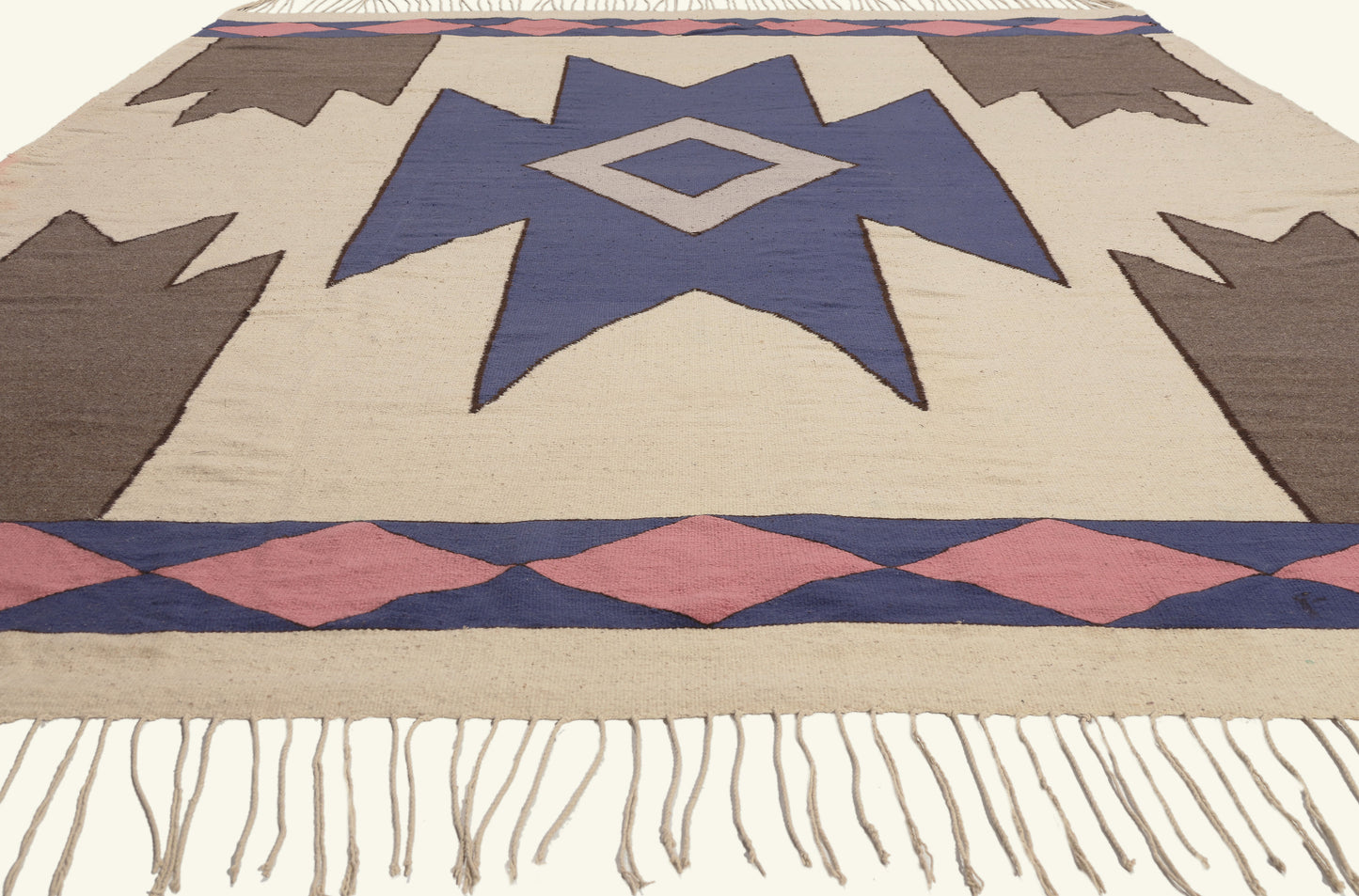 9 x 12 - Ivory Vintage Indian Dhurrie Rug - 79765