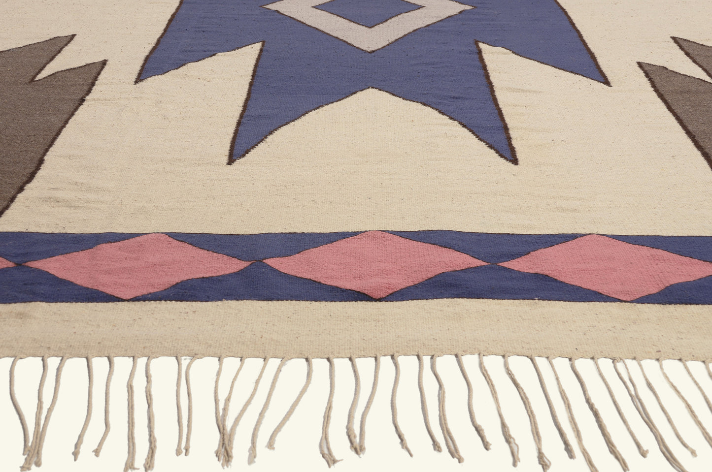 9 x 12 - Ivory Vintage Indian Dhurrie Rug - 79765