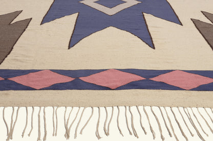 9 x 12 - Ivory Vintage Indian Dhurrie Rug - 79765
