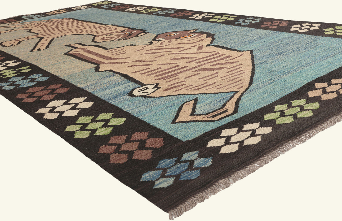 6 x 11 - Blue Vintage Pakistani Pictorial Kilim Rug - 79768