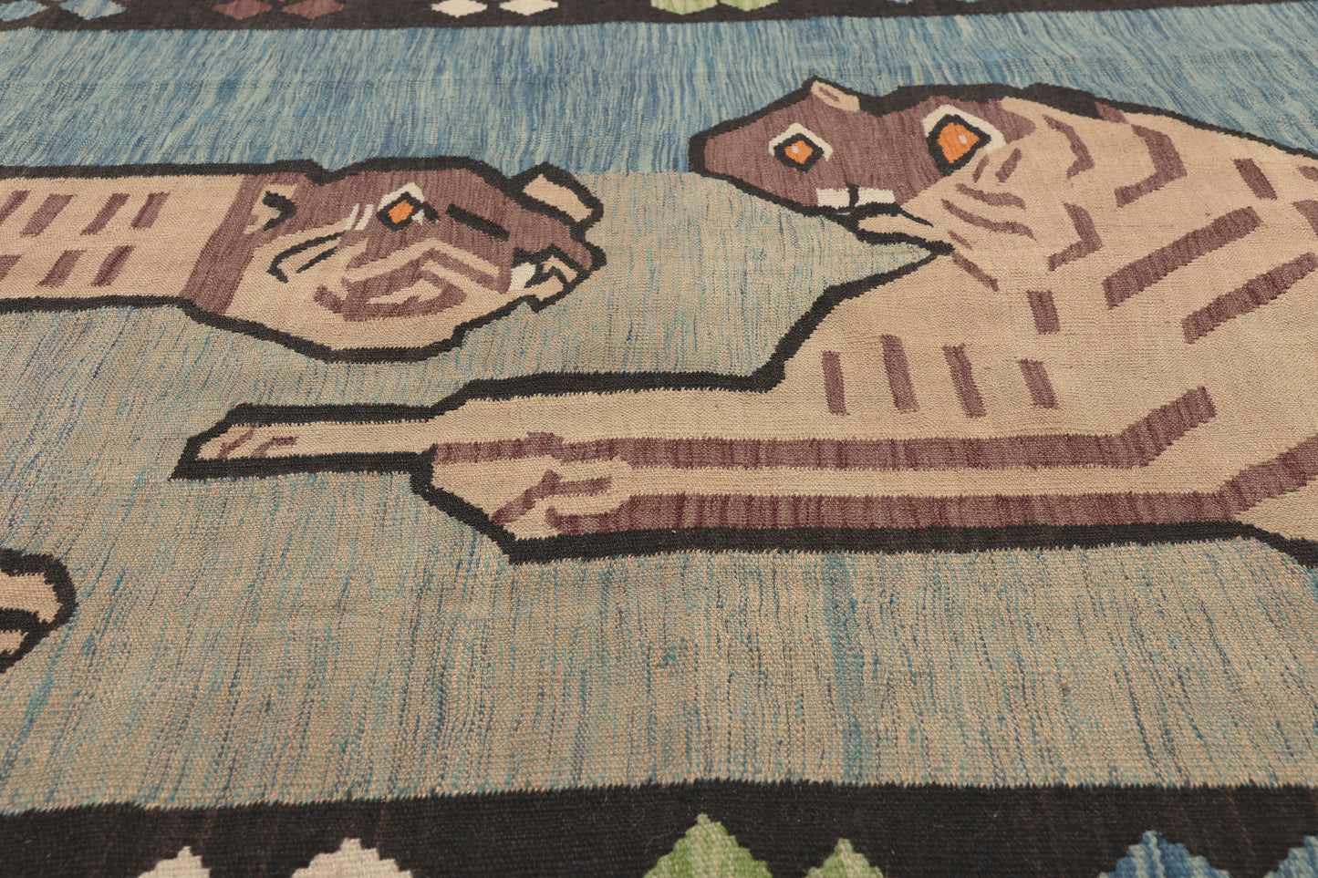 6 x 11 - Blue Vintage Pakistani Pictorial Kilim Rug - 79768
