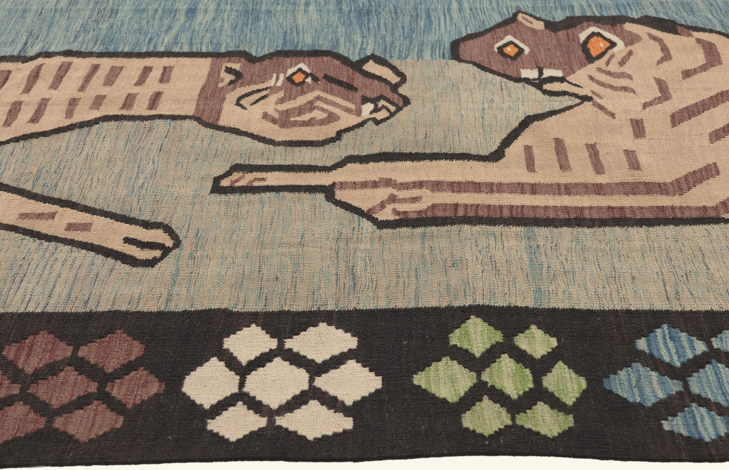 6 x 11 - Blue Vintage Pakistani Pictorial Kilim Rug - 79768