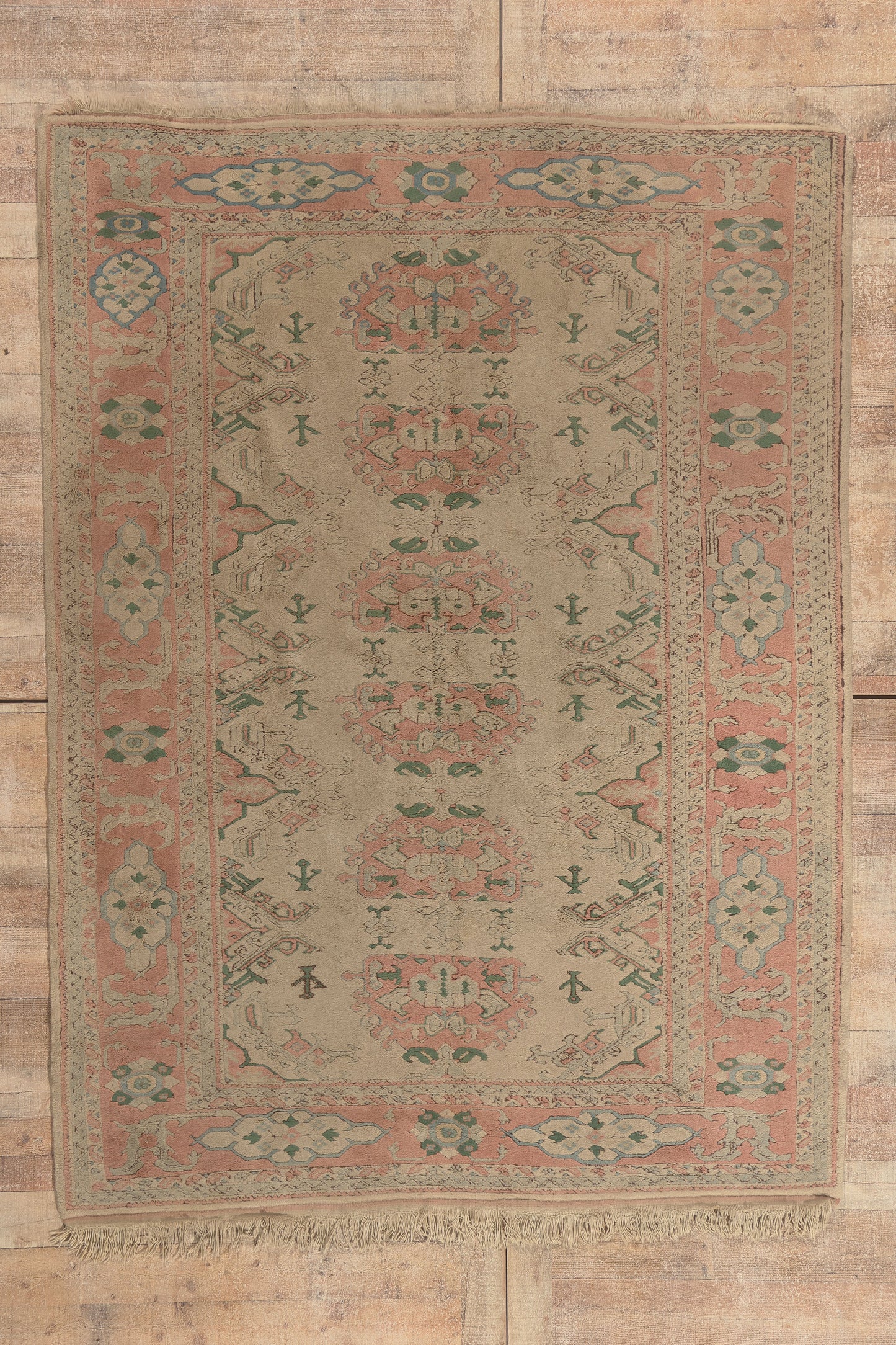 6 x 8 - Beige Vintage Turkish Oushak Rug - 79771