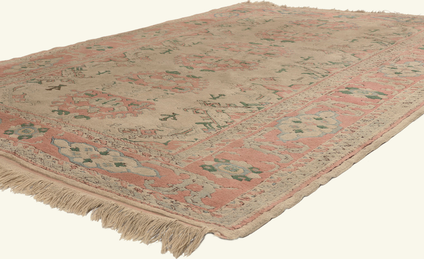 6 x 8 - Beige Vintage Turkish Oushak Rug - 79771