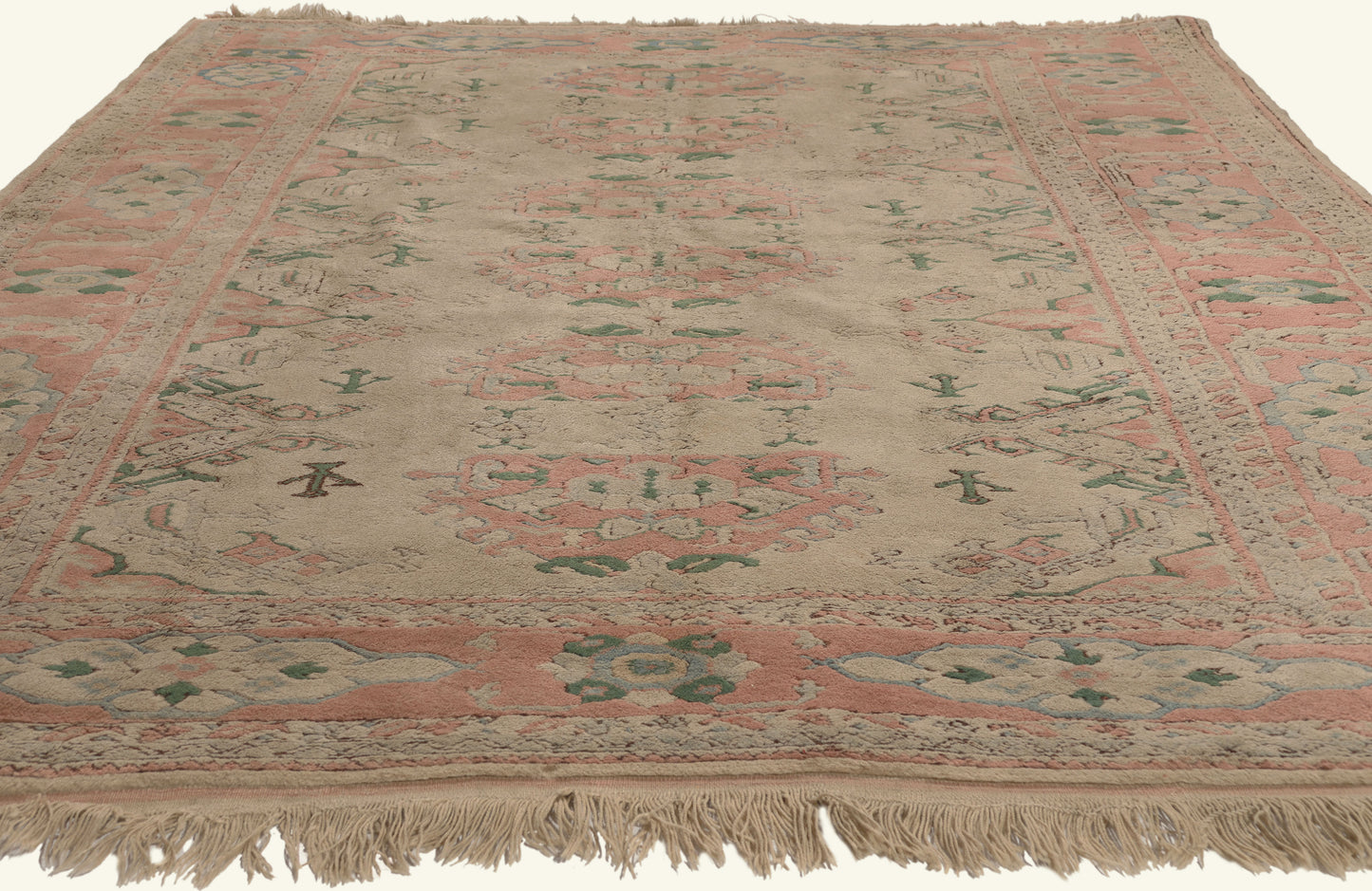 6 x 8 - Beige Vintage Turkish Oushak Rug - 79771