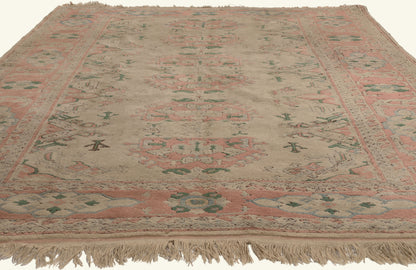 6 x 8 - Beige Vintage Turkish Oushak Rug - 79771