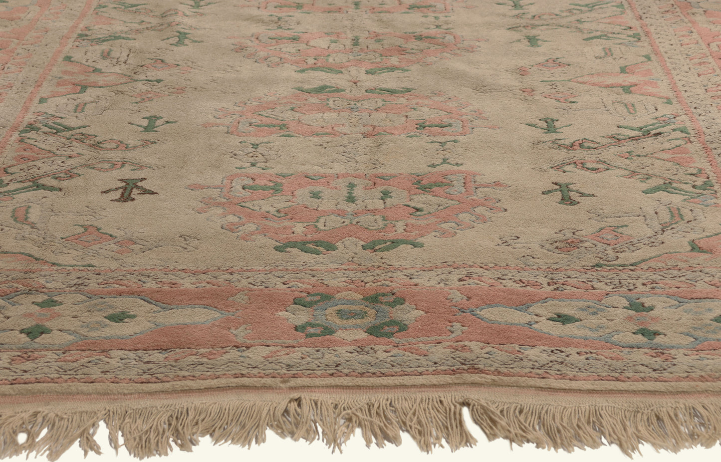6 x 8 - Beige Vintage Turkish Oushak Rug - 79771