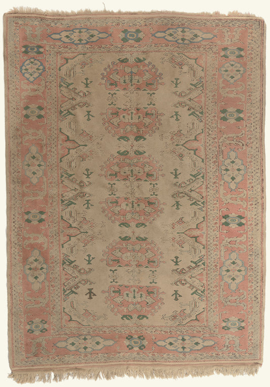6 x 8 - Beige Vintage Turkish Oushak Rug - 79771