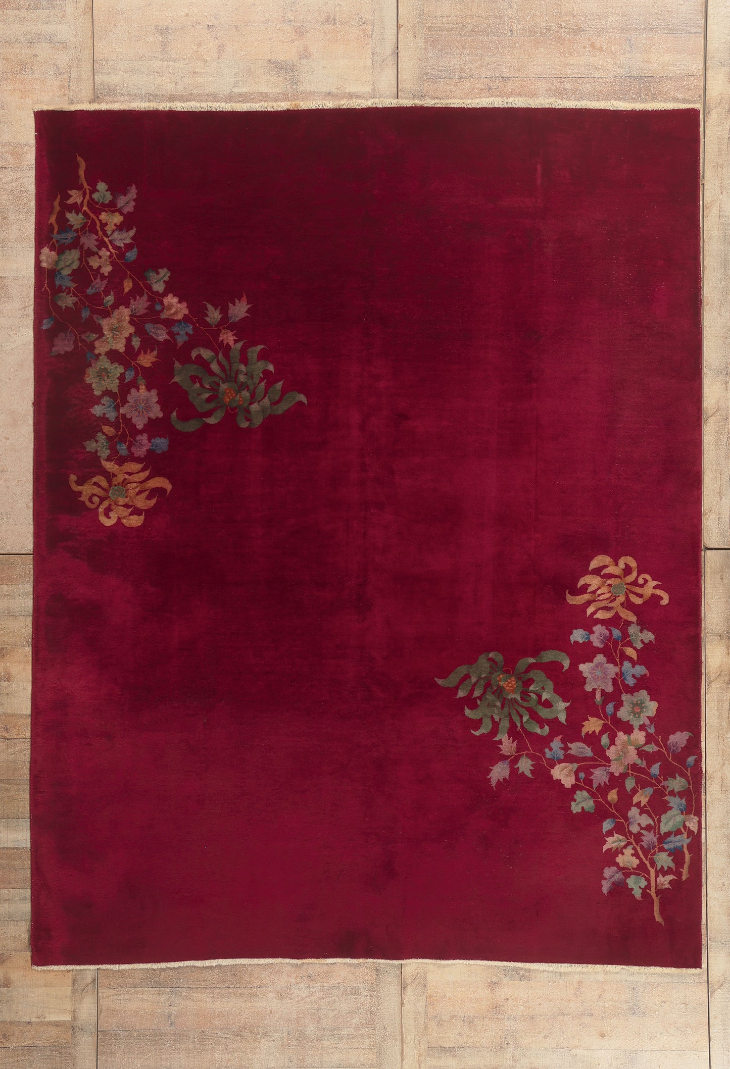 9 x 11 - Red Antique Chinese Art Deco Rug - 79772