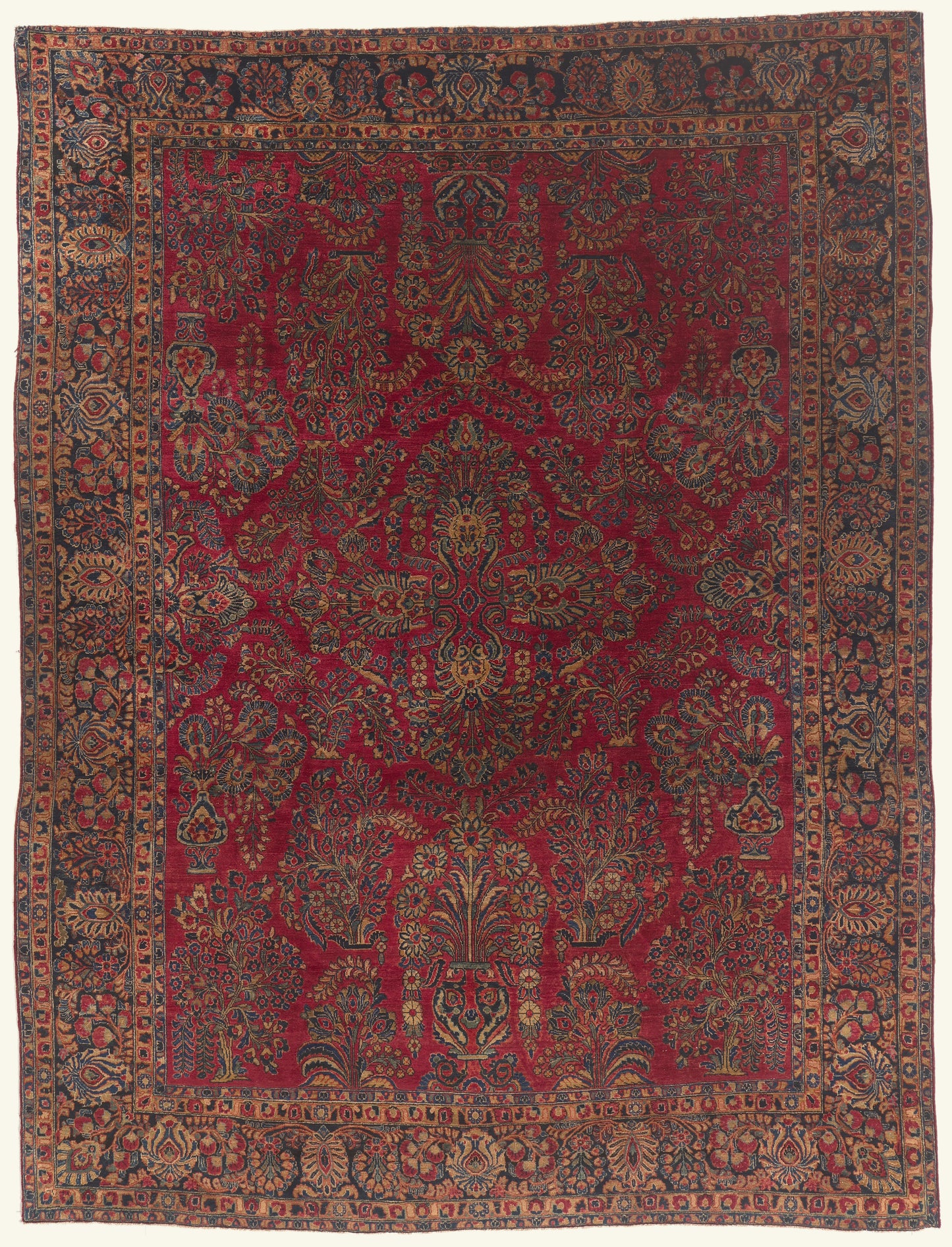 9 x 12 - Red Antique Persian Sarouk Rug - 79773