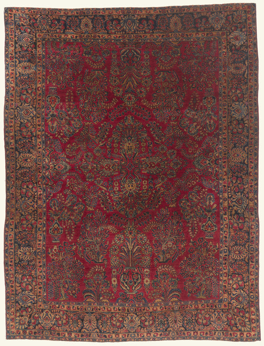 9 x 12 - Red Antique Persian Sarouk Rug - 79773