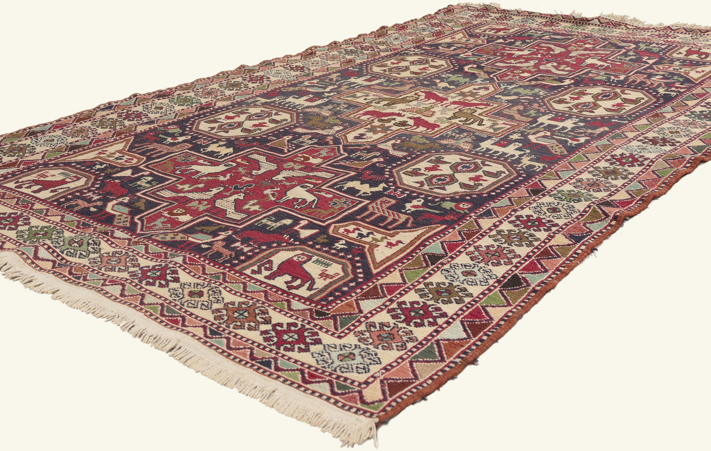 4 x 7 - Navy Blue Vintage Persian Soumak Rug - 79774