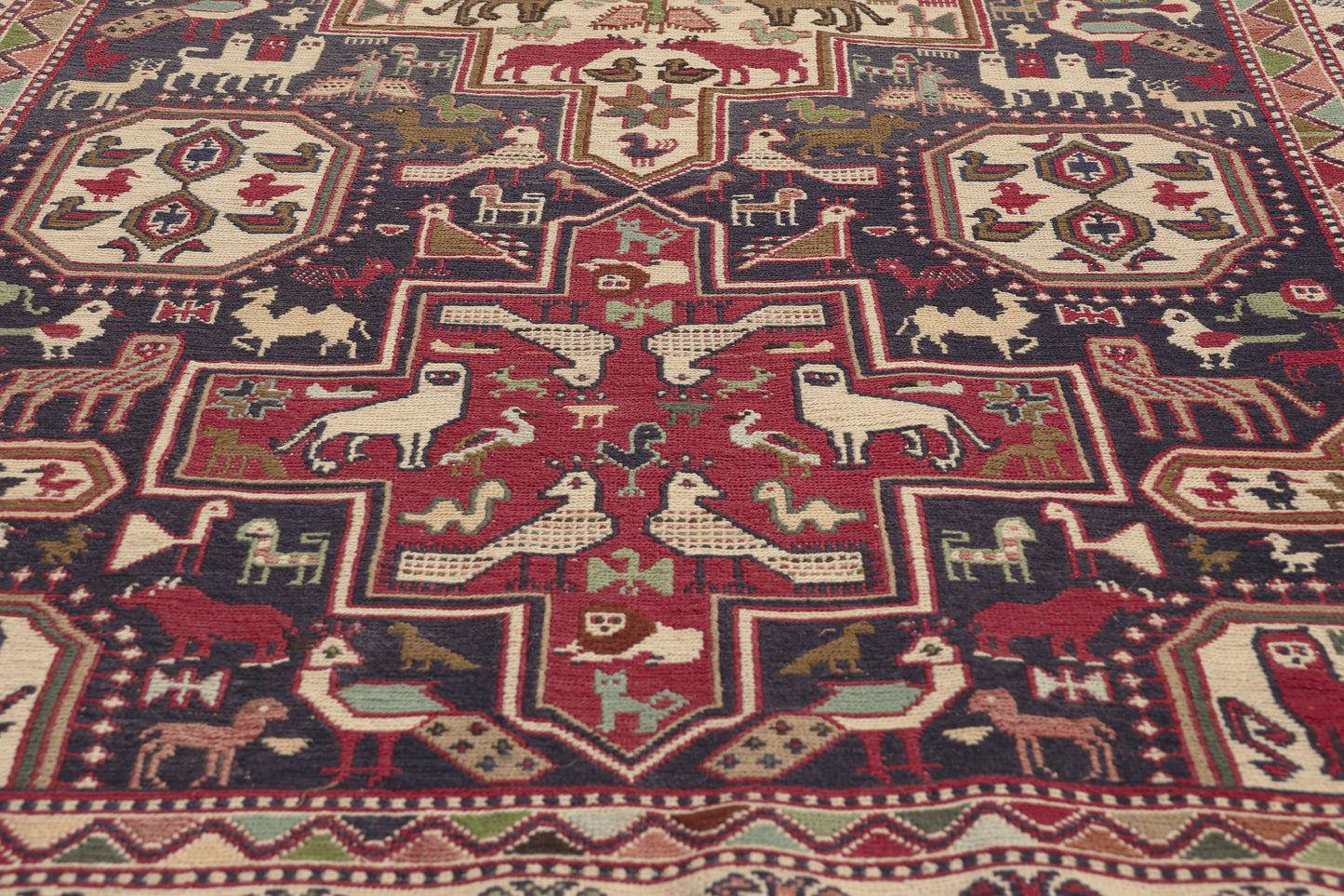 4 x 7 - Navy Blue Vintage Persian Soumak Rug - 79774