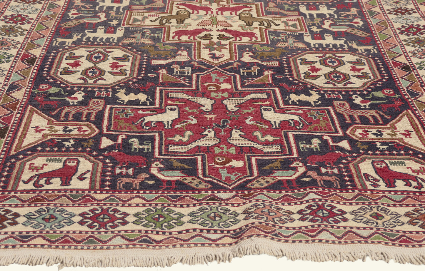 4 x 7 - Navy Blue Vintage Persian Soumak Rug - 79774