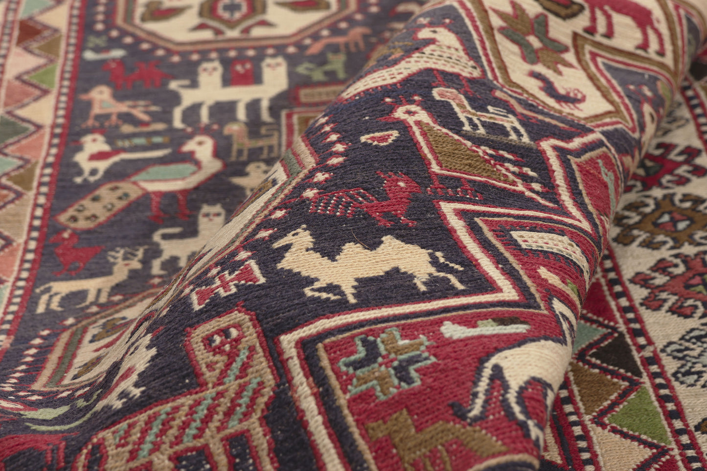 4 x 7 - Navy Blue Vintage Persian Soumak Rug - 79774