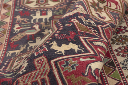 4 x 7 - Navy Blue Vintage Persian Soumak Rug - 79774
