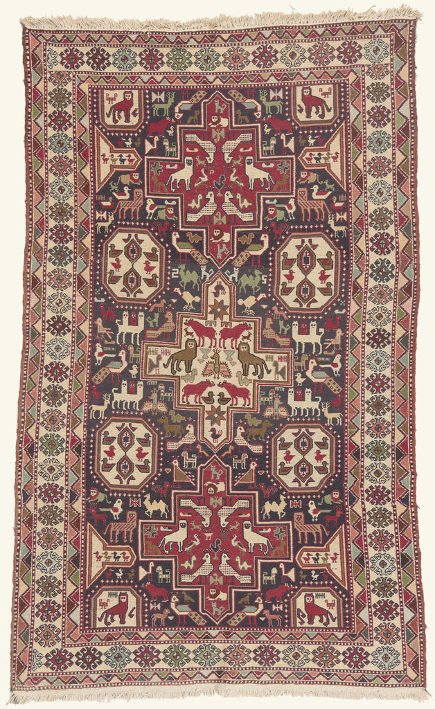 4 x 7 - Navy Blue Vintage Persian Soumak Rug - 79774