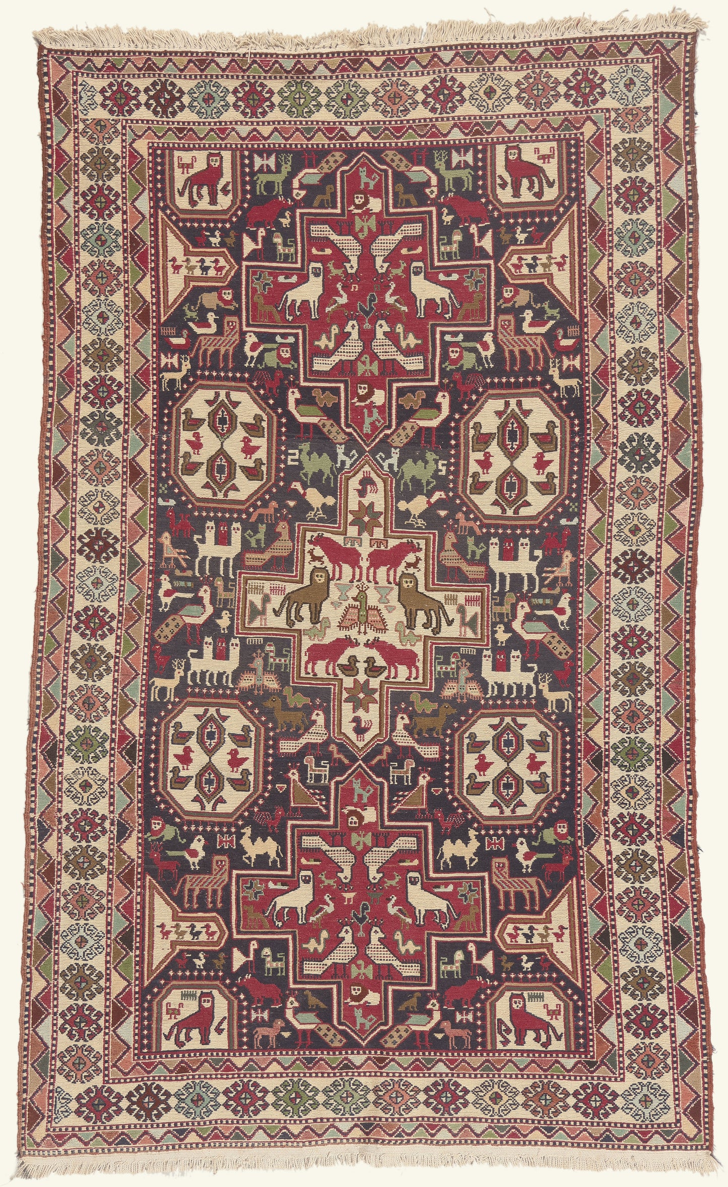 4 x 7 - Navy Blue Vintage Persian Soumak Rug - 79774