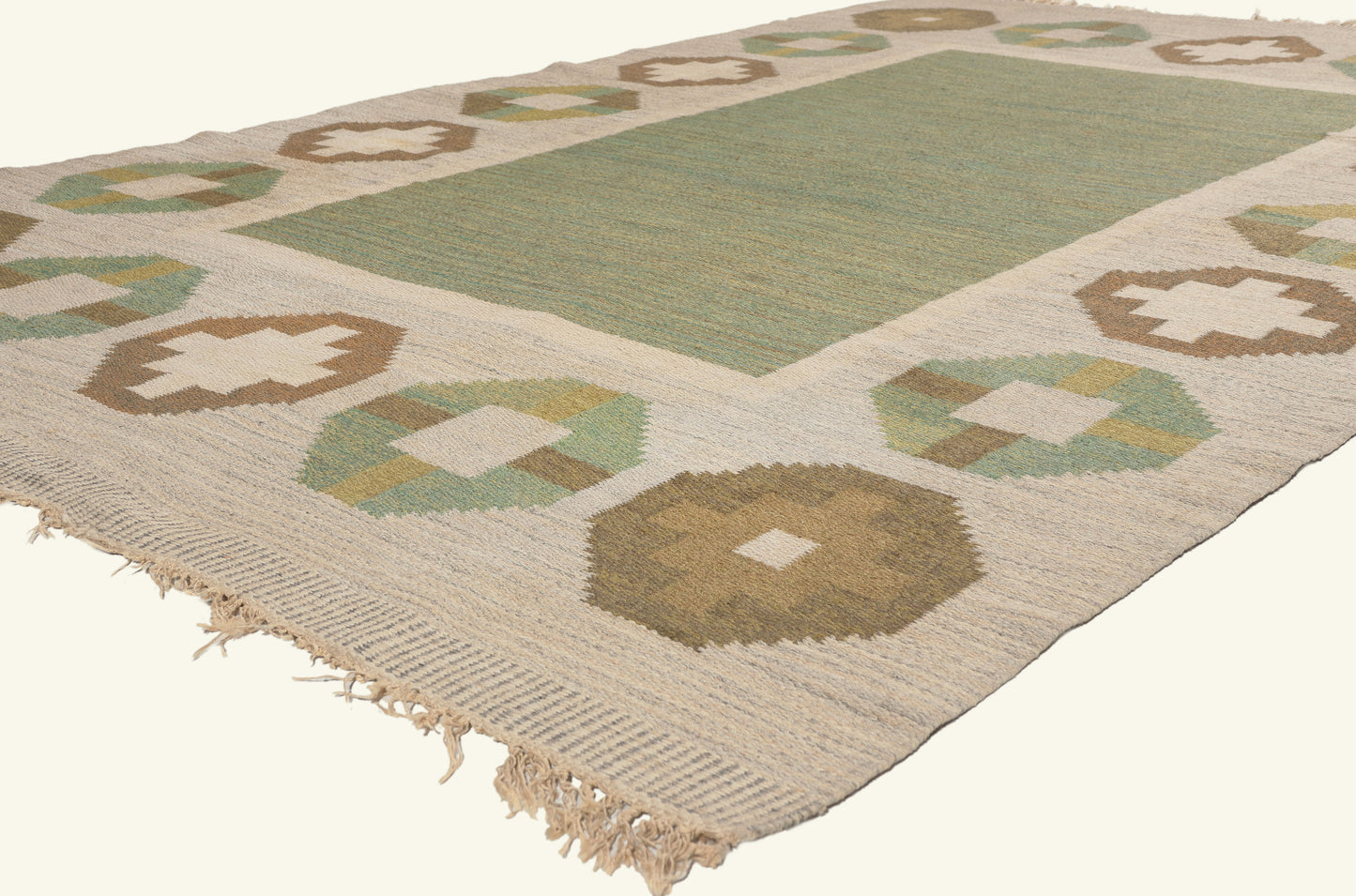 6 x 10 - Green Vintage Swedish Rollakan Rug - 79775