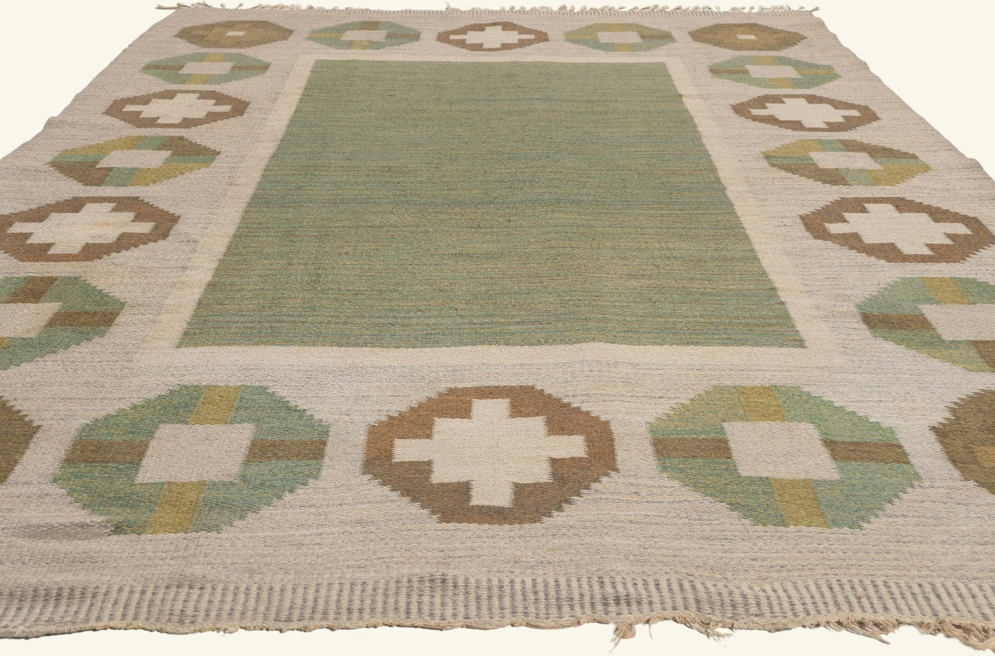 6 x 10 - Green Vintage Swedish Rollakan Rug - 79775